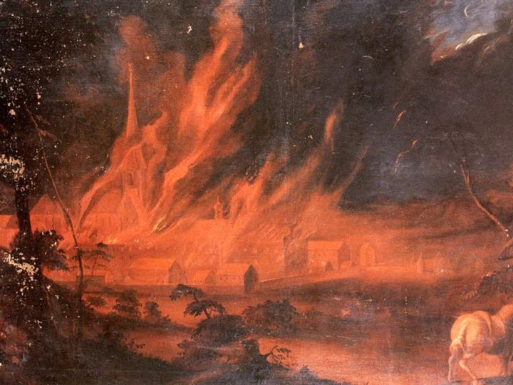 Foto: Wikimedia Gemeinfrei Schloss Salem, Gemälde vom Klosterbrand Brugger